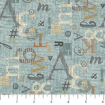 27707-64 - Lt Teal Multi - My Type - Northcott Fabrics