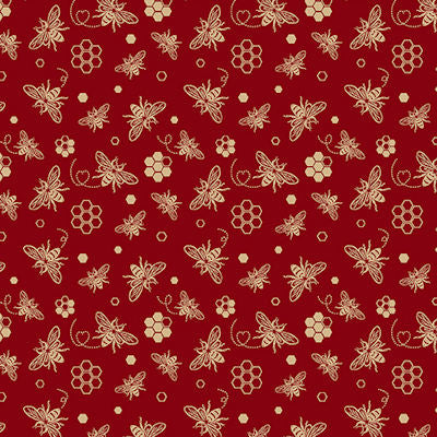 2024 AKNSH Shop Hop - 14581-10 - Dark Red - Bee Happy - Benartex