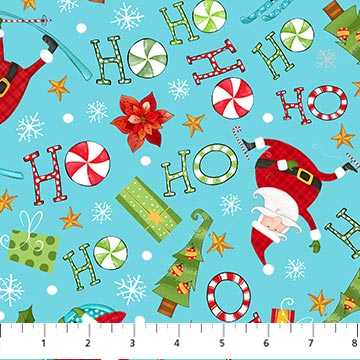 Extreme Santa - 25440-64 Turqupise Multi - Northcott Fabrics