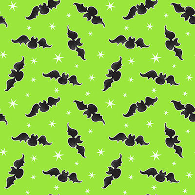 Halloween Glow in the Dark Lime Star Fabric by Henry Glass