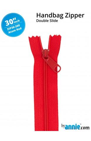 30" Handbag Zippers - Double Slide - Atom Red