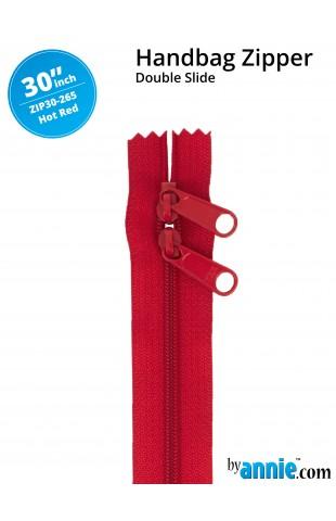 30" Handbag Zippers - Double Slide - Hot Red