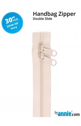 30" Handbag Zippers - Double Slide - Ivory