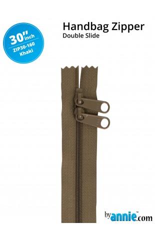 30" Handbag Zippers - Double Slide - Khaki