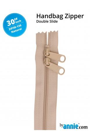 30" Handbag Zippers - Double Slide - Natural