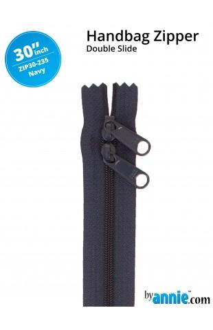 30" Handbag Zippers - Double Slide - Navy