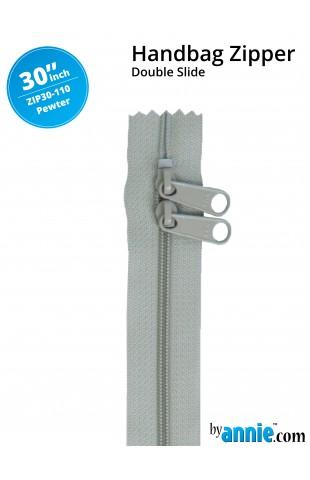 30" Handbag Zippers - Double Slide - Pewter