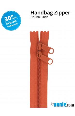 30" Handbag Zippers - Double Slide - Redwood