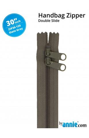 30" Handbag Zippers - Double Slide - Slate Gray