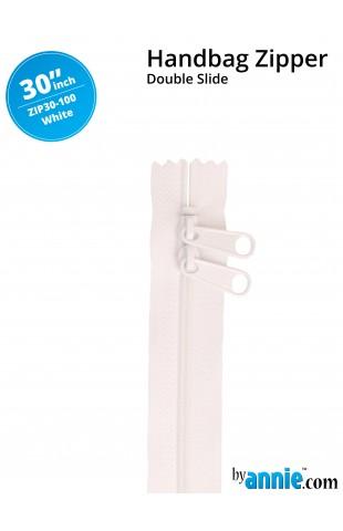 30" Handbag Zippers - Double Slide - White